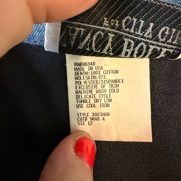 Vintage 90s Nancy Bolen City Girl patch pocket Moleskin Denim Jacket size 12 USA - Picture 8 of 8